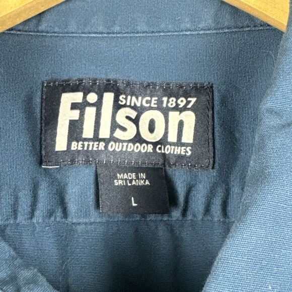 Filson Shirt Mens Large Blue Short Sleeve Field Safari Work Button up Outdoors - Picture 3 of 6